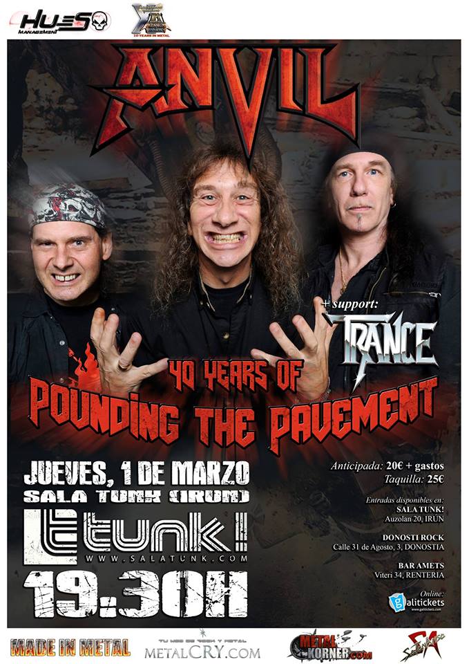 ANVIL nos visitan el Jueves en IRUN