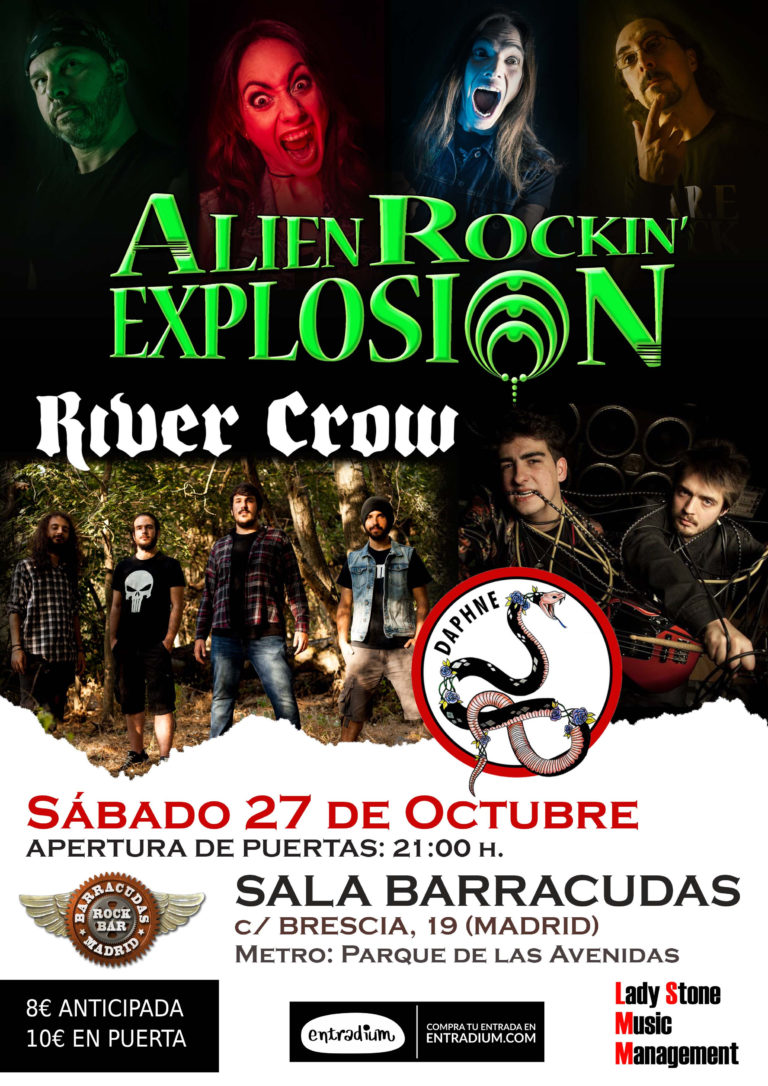 ALIEN ROCKIN’ EXPLOSION + RIVER CROW + DAPHNE a finales de mes en Madrid