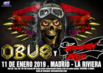 OBUS y BARON ROJO juntos el 11 de Enero en La Riviera, Madrid