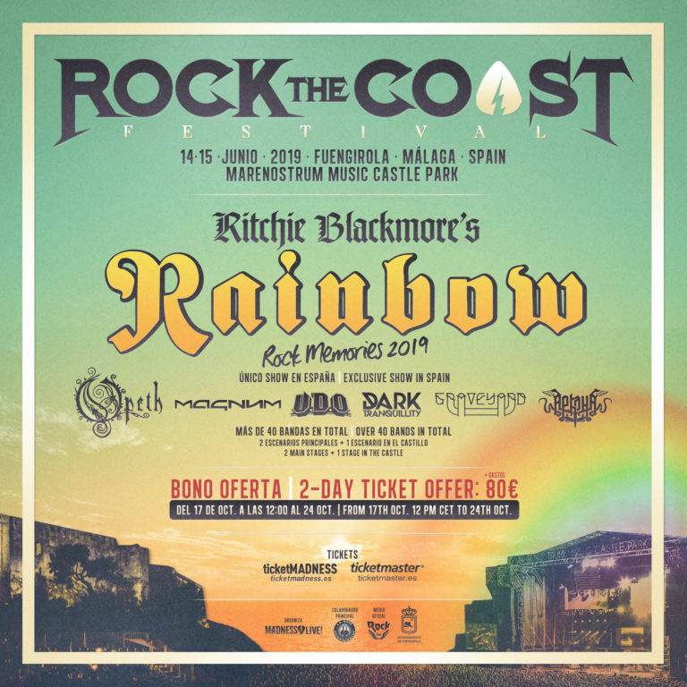 Nace Rock The Coast Festival con Ritchie Blackmore’s RAINBOW, 14 y 15 de junio en Fuengirola (Málaga)