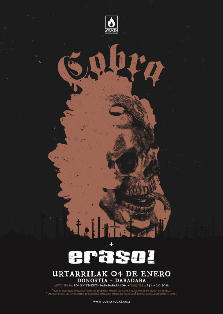 Cobra + Eraso!, Viernes 4 de Enero en Donostia
