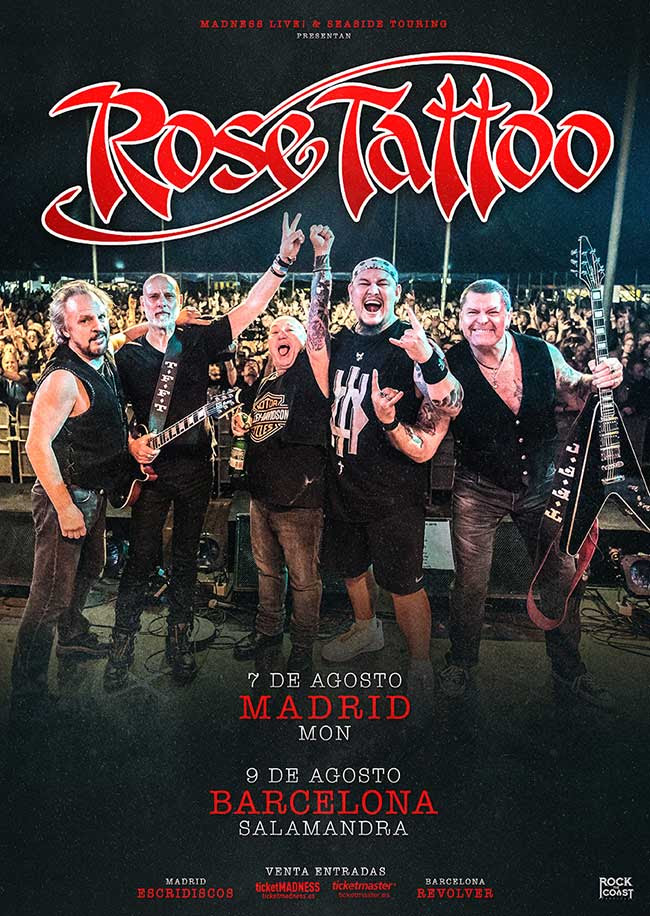 ROSE TATTOO NOS VISITAN EL PRÓXIMO MES DE AGOSTO EN MADRID Y BARCELONA