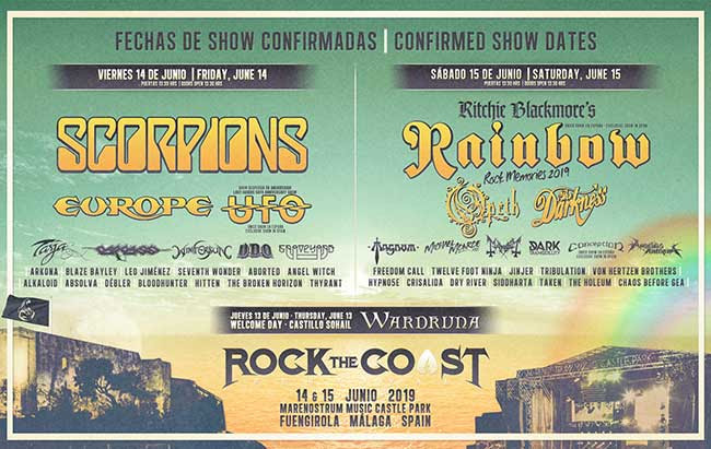 DISTRIBUCIÓN DE BANDAS POR DÍA EN ROCK THE COAST 2019