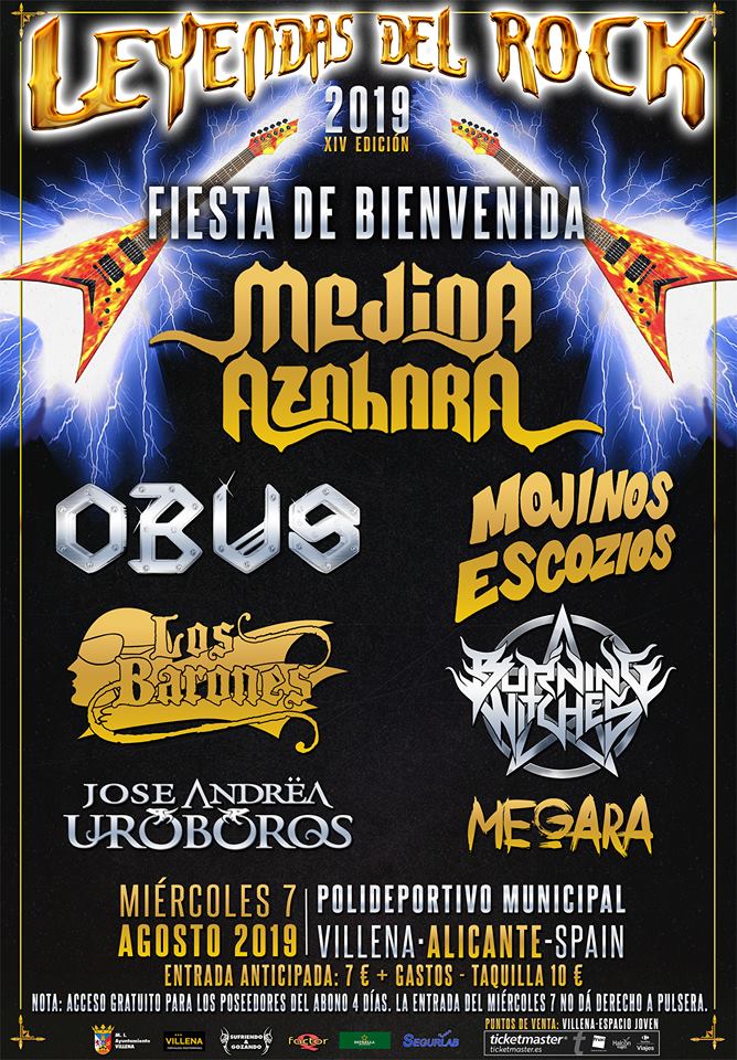 LEYENDAS DEL ROCK 2019. Cartel para la Fiesta de Bienvenida